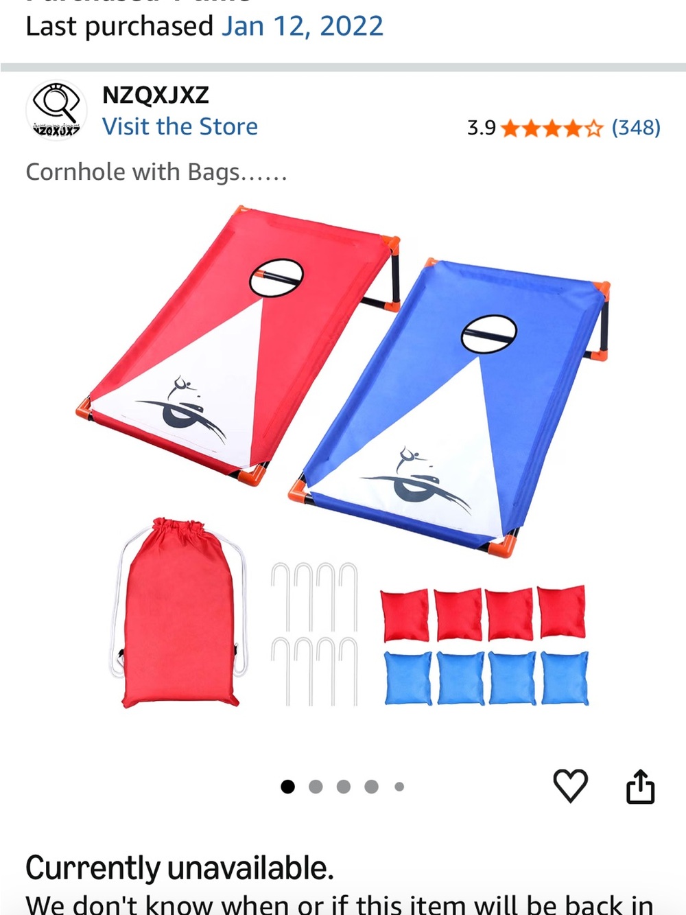 Red and Blue Portable Cornhole Set with Bags